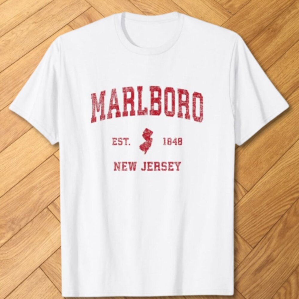 White Marlboro Classic Logo Americana Style Graphic Tee